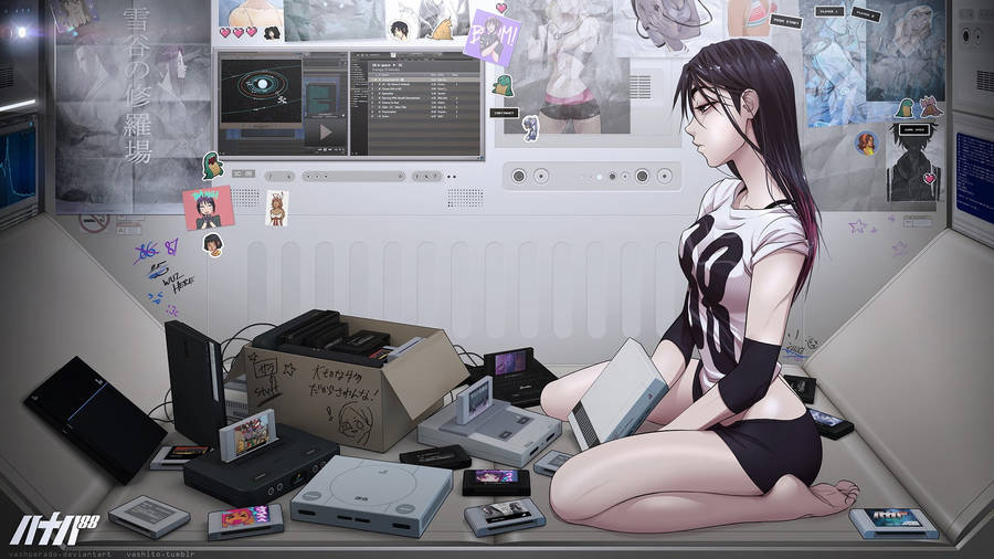 Girl Packing Up Desk Wallpaper