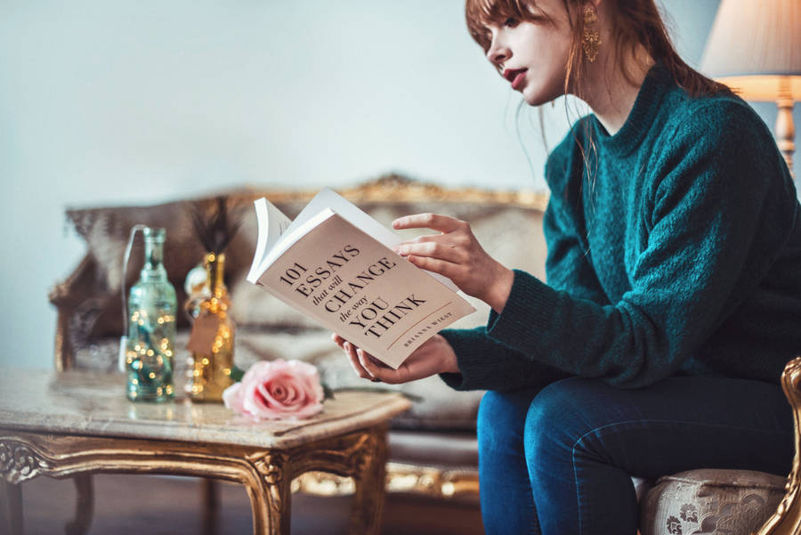 Girl Reading Book About Thinking Wallpaper