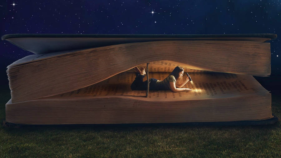 Girl Reading Book Fan Art Wallpaper