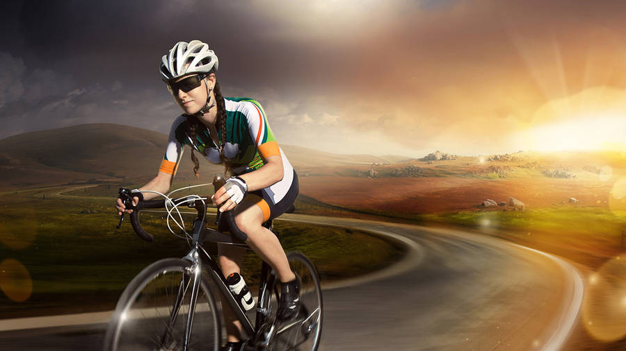 Girl Road Bike Rider Sunlight Wallpaper