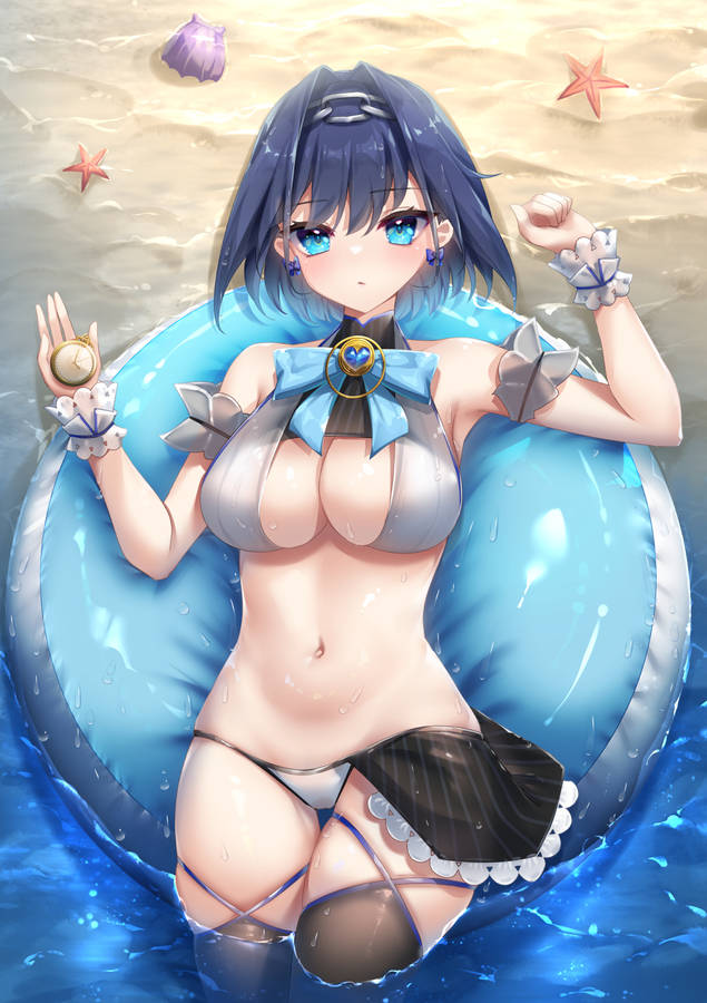 Girls Boobs Kronii Swimsuit Wallpaper