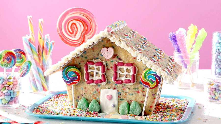 Girly Gingerbread House Theme Wallpaper