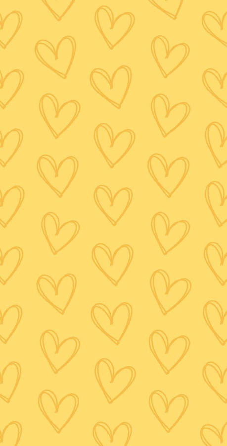 Girly Phone Yellow Hearts Wallpaper