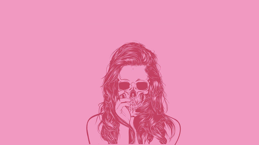 Girly Pink Aesthetic Skull Mask Wallpaper