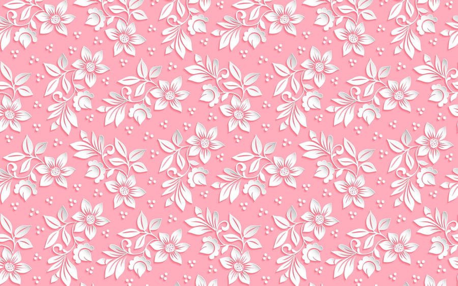 Girly White And Pink Florals Wallpaper