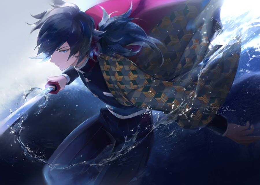 Giyuu Tomioka's Power Of Water Wallpaper