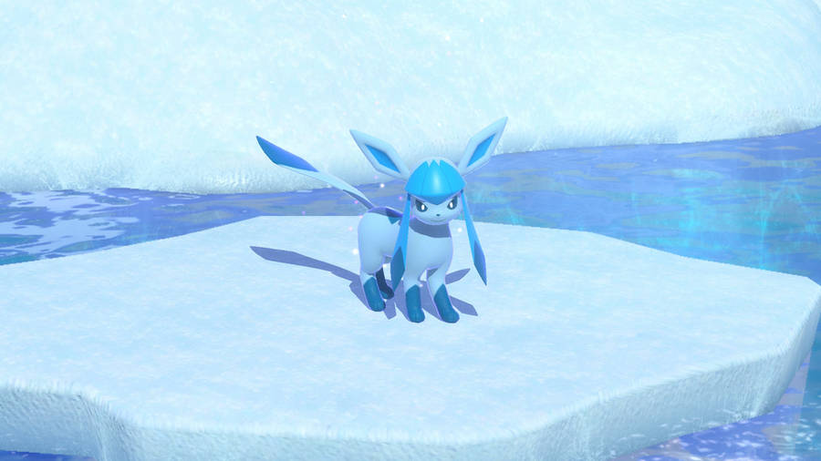 Glaceon On An Ice Cap In All Its Frozen Glory Wallpaper