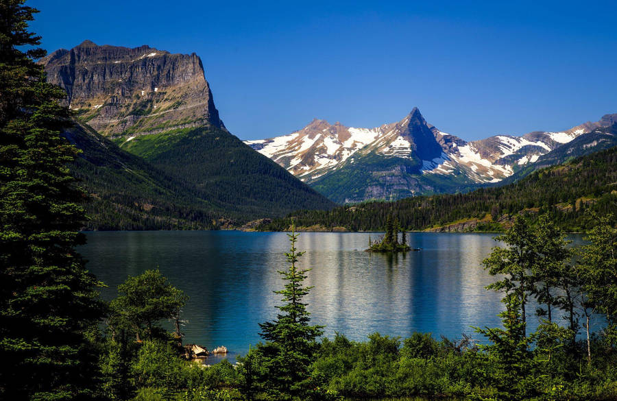 Glacier National Park Clear Blue Sky Wallpaper