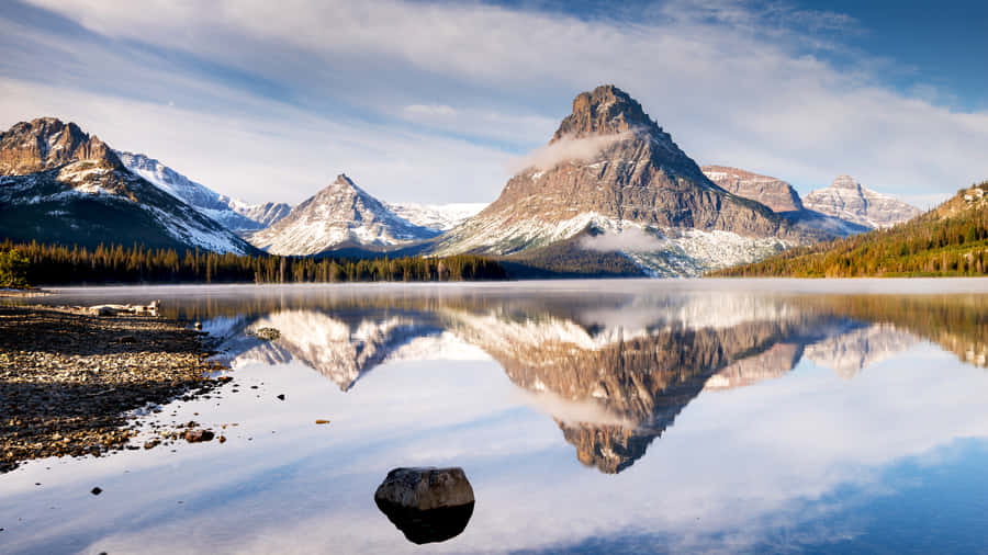 Glacier National Park Mountain Landscape During Winter Wallpaper