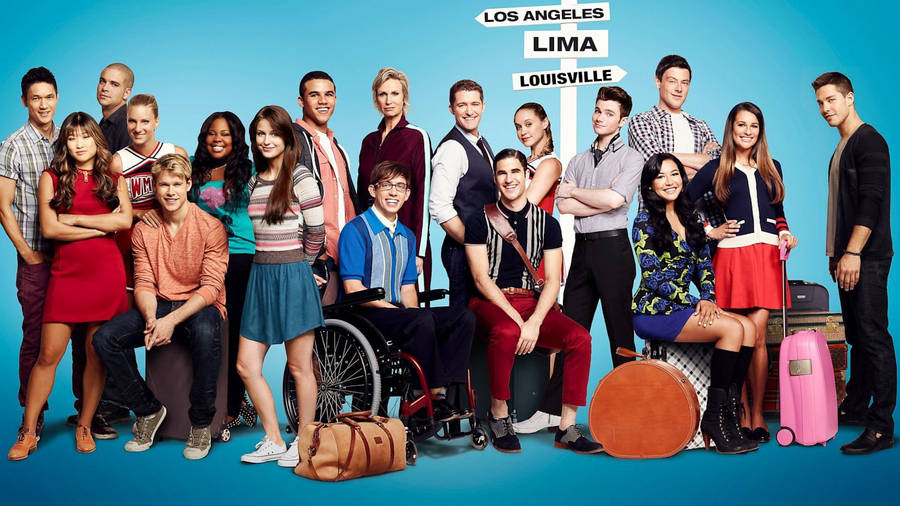 Glee Cast Members Season Four Original Tv Poster Wallpaper