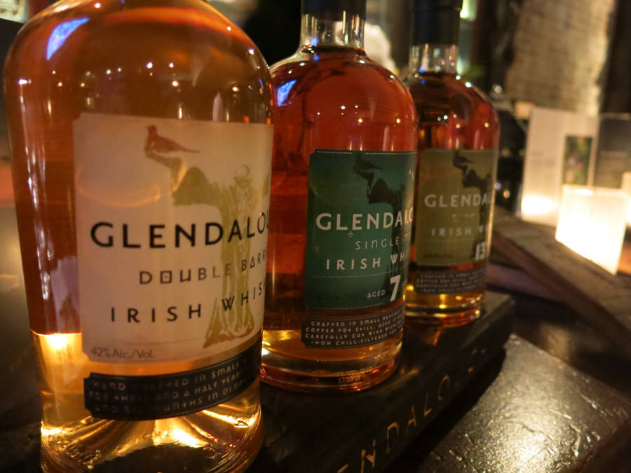 Glendalough Double Barrel Irish Whiskey On Bar Counter Wallpaper