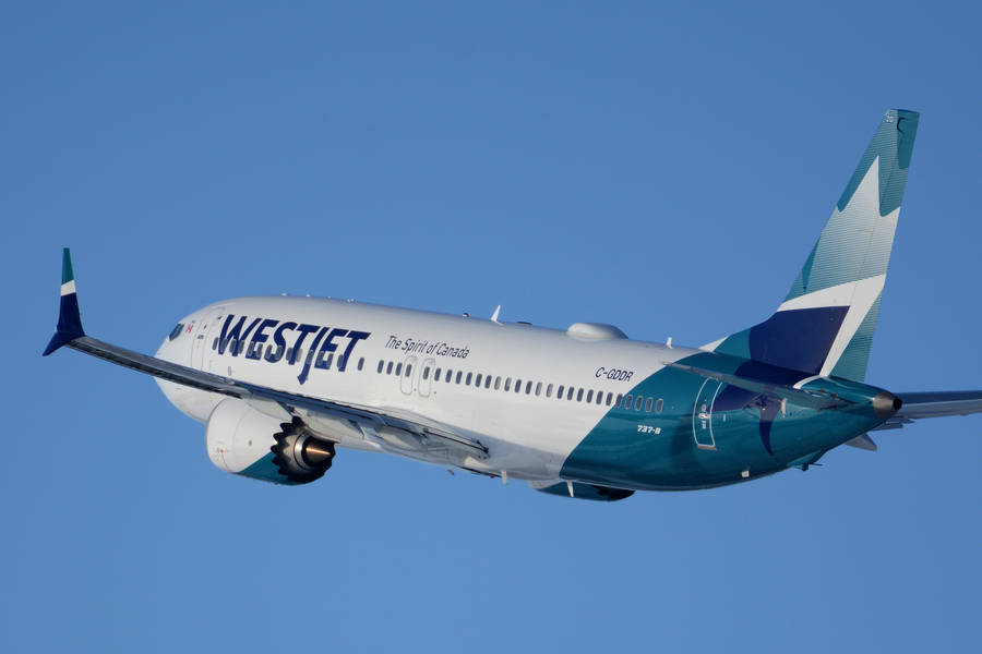 Gliding Westjet Airline Plane Wallpaper