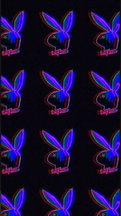 Glitch Playboy Logo Pattern Wallpaper