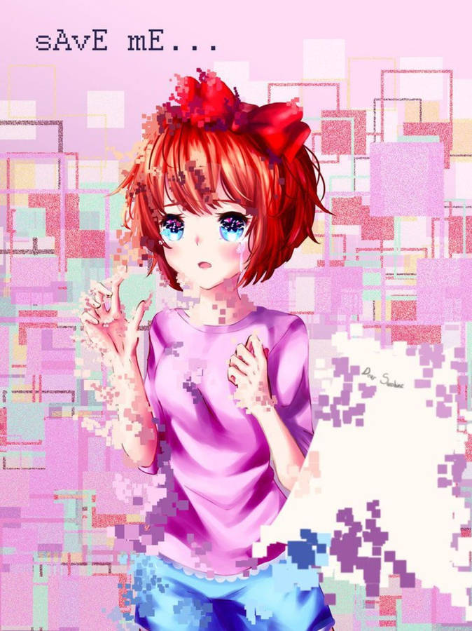 Glitching Sayori Doki Doki Literature Club Wallpaper