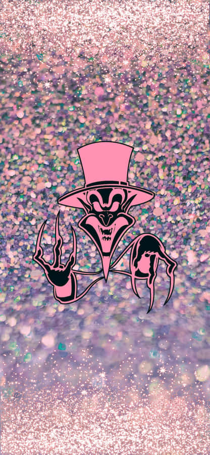 Glittery Background Pink Top Hat Graphic Wallpaper