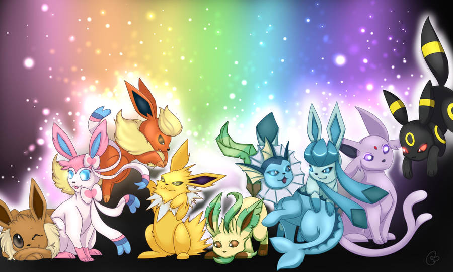 Glittery Eevee And Its Beautiful Final Form, Sylveon Wallpaper