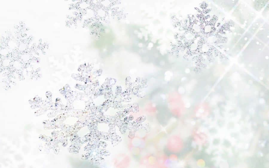 Glittery Snowflake White Christmas Background Wallpaper