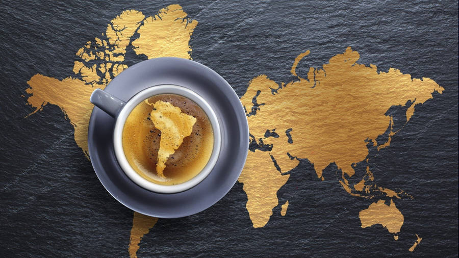 Global Coffee Break World Map Wallpaper