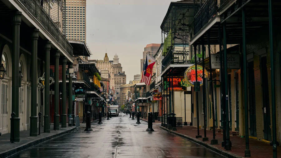 Gloomy Bourbon Street New Orleans Wallpaper