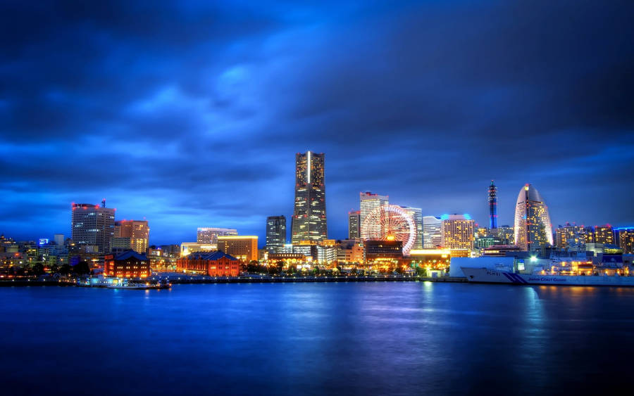 Gloomy Cityscape Of Yokohama Wallpaper