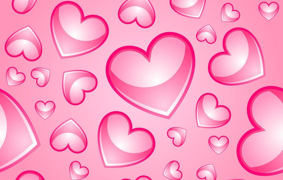 Glossy Pastel Pink Heart Shapes Wallpaper