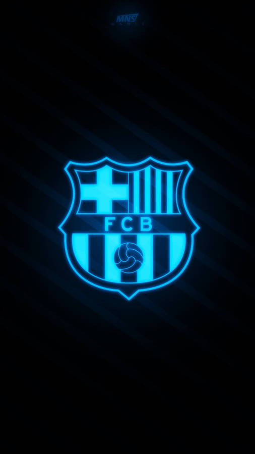 Glowing Blue Barcelona Fc Logo Wallpaper