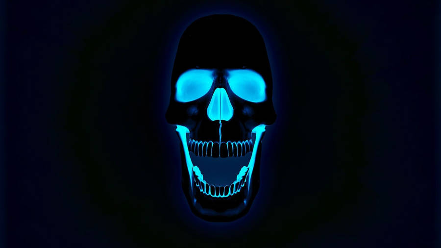 Glowing Blue Hd Skull Wallpaper
