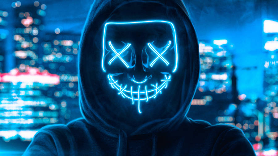 Glowing Blue Hoodie Face Wallpaper