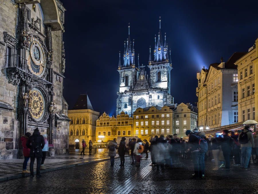 Glowing Church Czech Republic Wallpaper