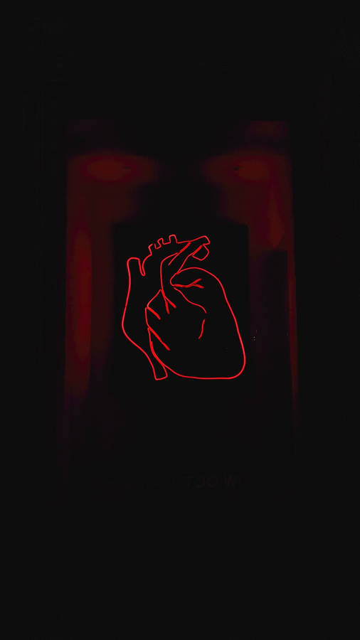 Glowing Dark Heart Line Art Wallpaper