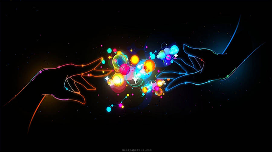 Glowing Hands Abstract Beautiful Dark Background Wallpaper