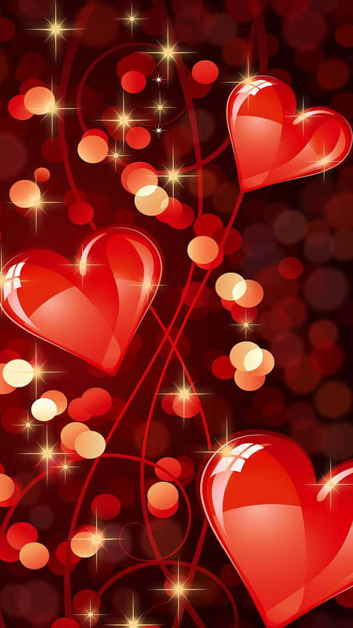 Glowing Hearts Abstract Wallpaper