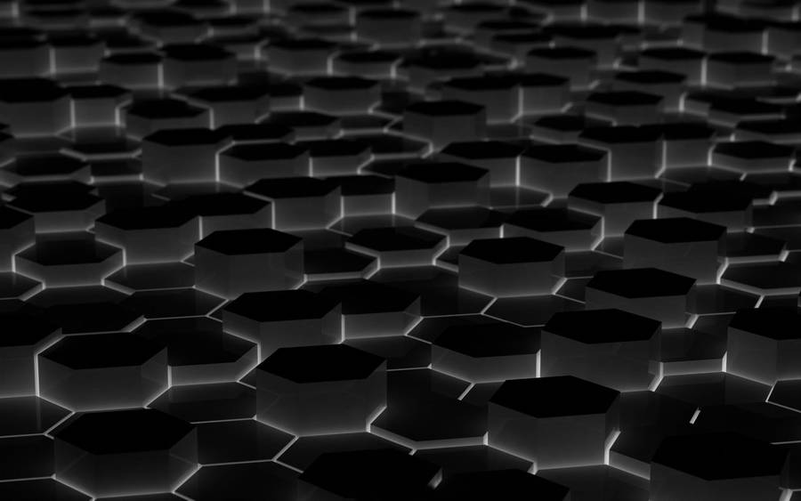 Glowing Honeycomb Black 3d Wallpaper