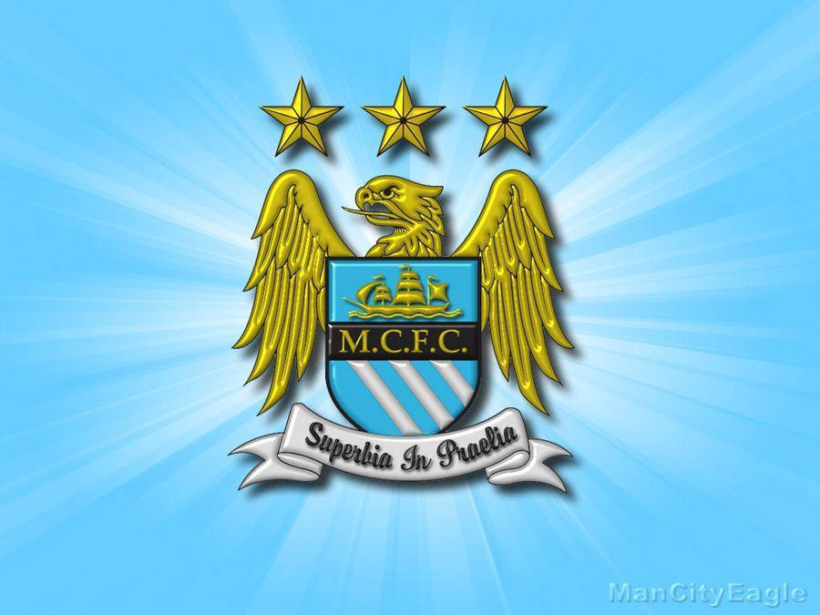 Glowing Manchester City Fc Logo Wallpaper