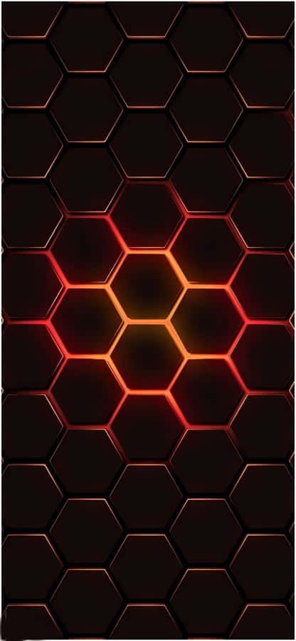 Glowing Red And Black Hexagons Designer Iphone Wallpaper