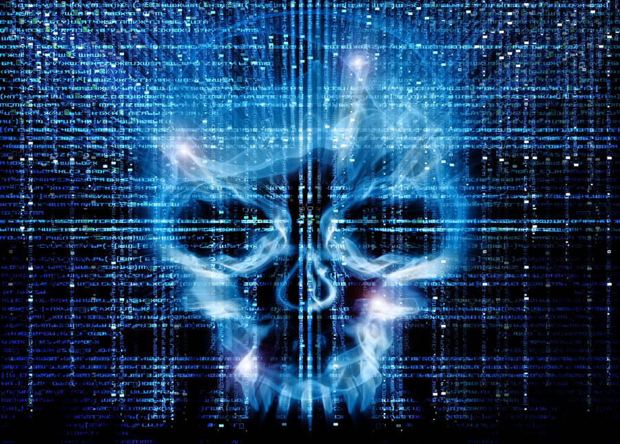 Glowing Skull Computer Script Hacker 4k Wallpaper