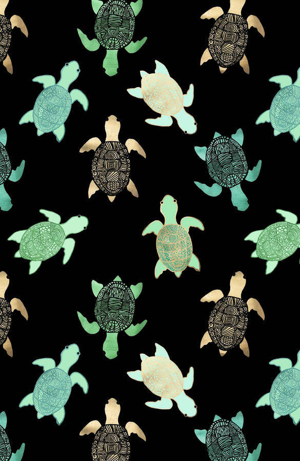 Glowing Turtle Black Poster Wallpaper