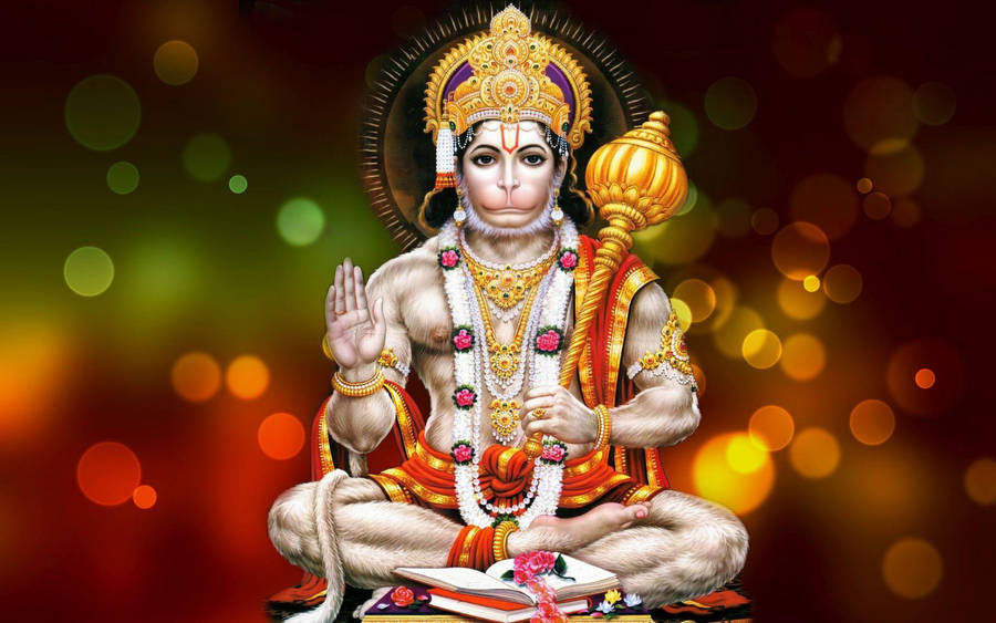 God Hanuman Bokeh Aesthetic Desktop Wallpaper