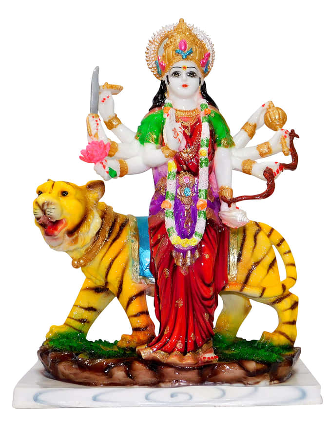 Goddess Durga Statueon Tiger Wallpaper