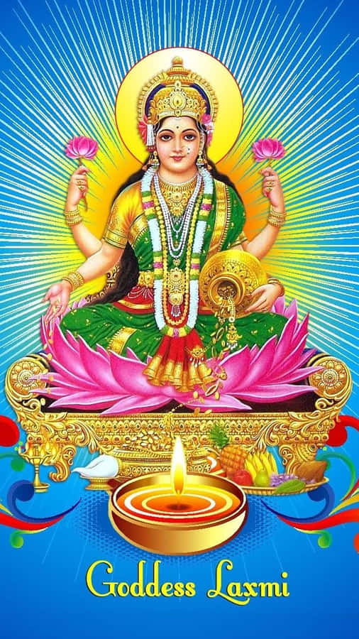 Goddess Lakshmi Traditional Depiction Wallpaper