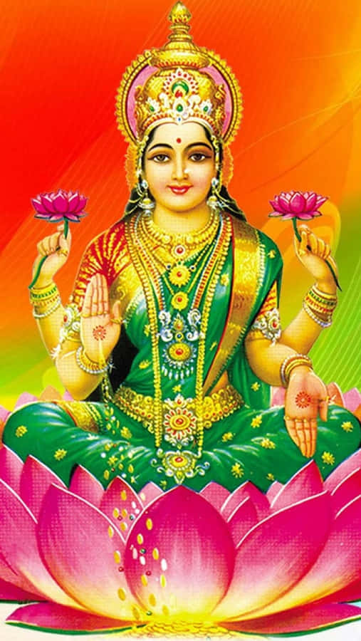 Goddess_ Mahalakshmi_on_ Lotus Wallpaper