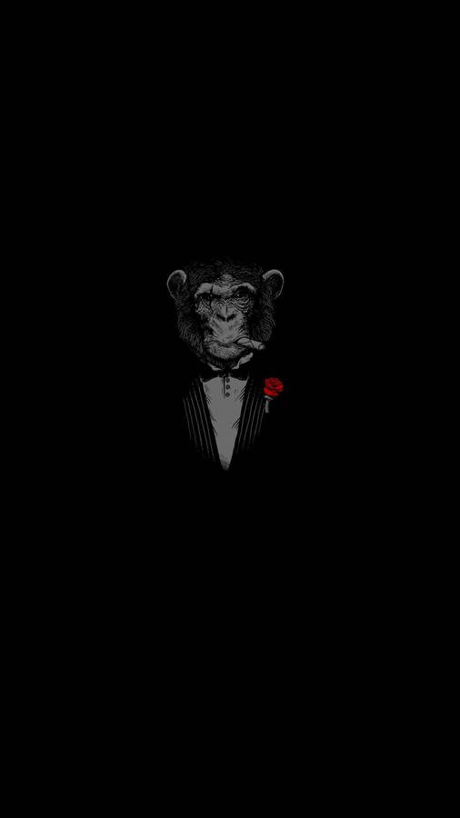 Godfather Monkey Minimalist Black Phone Wallpaper