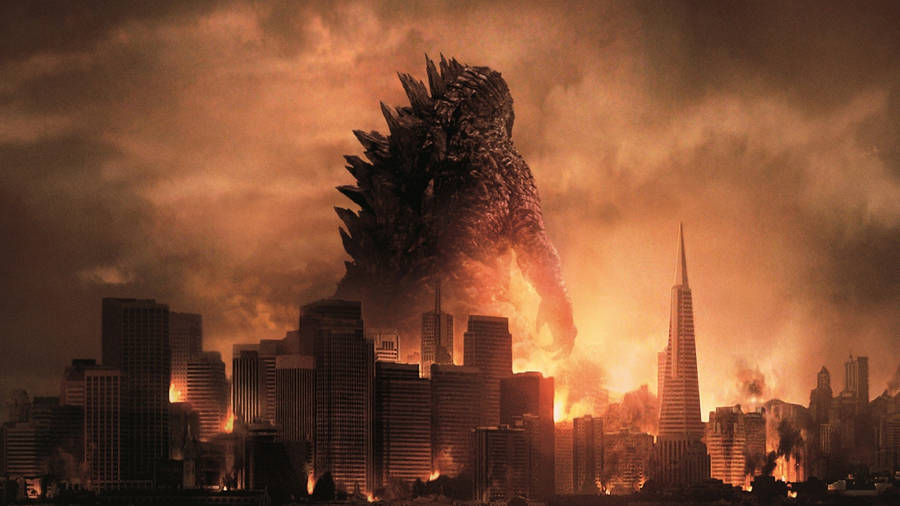 Godzilla 4k Burning City Wallpaper