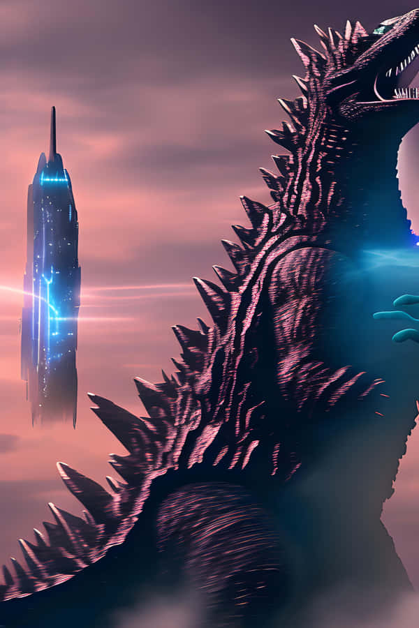 Godzilla Silhouette Against Sunset Wallpaper