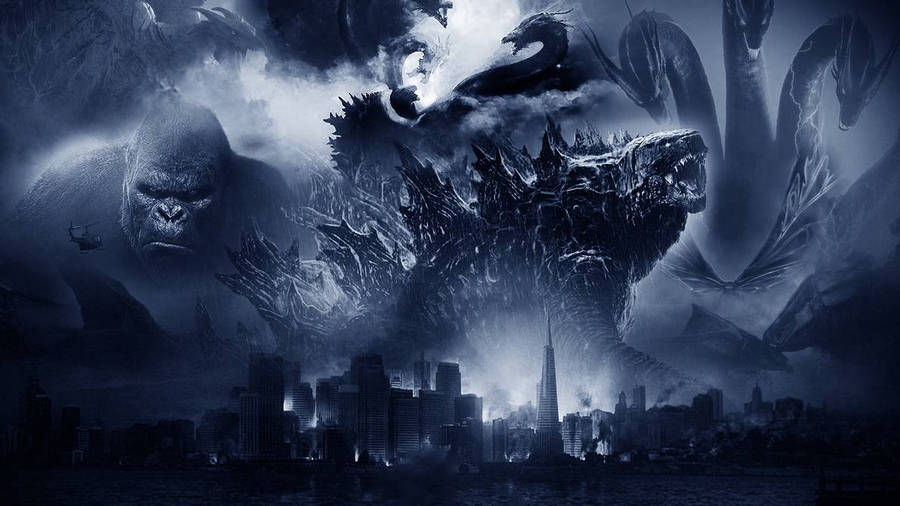 Godzilla Vs Kong With Dark Monsters Wallpaper