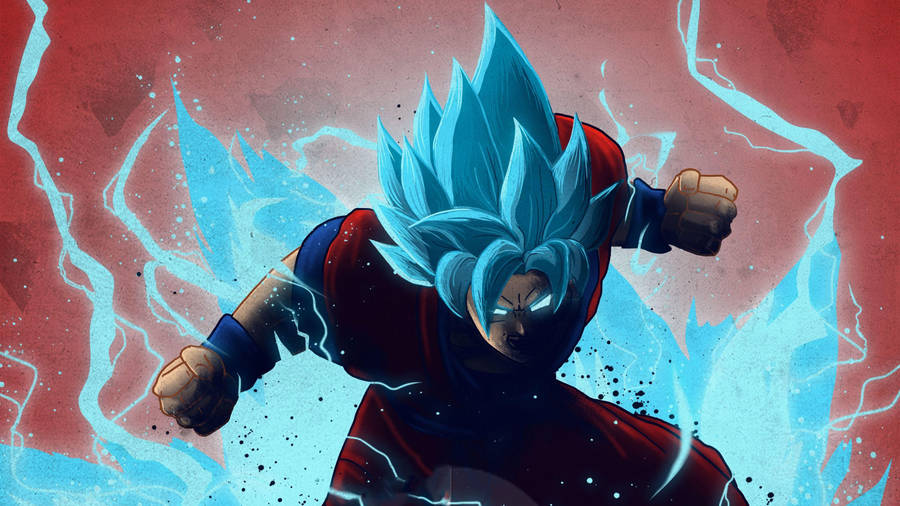 Goku 4k Ultra Hd Blue Aura Behind Wallpaper