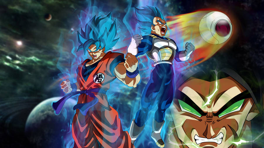 Goku 4k Ultra Hd With Vegeta And Broly Wallpaper