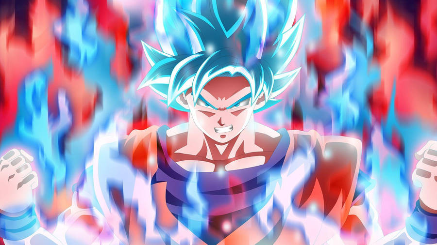 Goku Light Blue Kaioken Flame Wallpaper