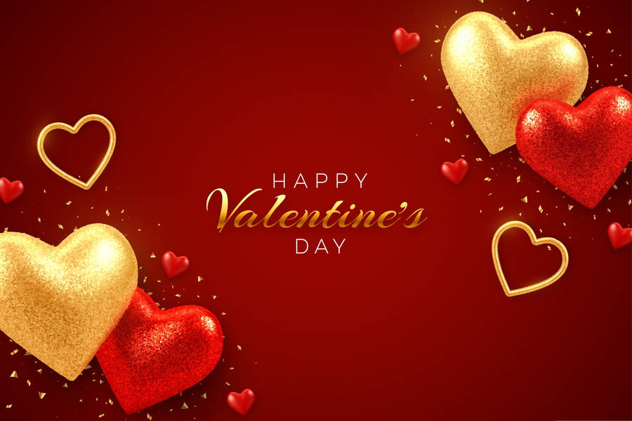 Gold And Red Happy Valentine’s Day Wallpaper