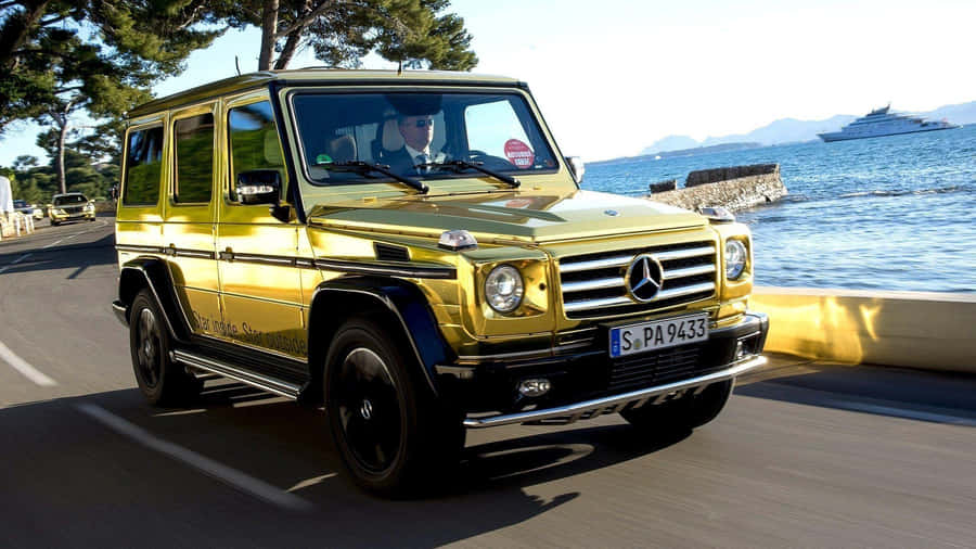 Gold Cars Jeep And Beach Wallpaper